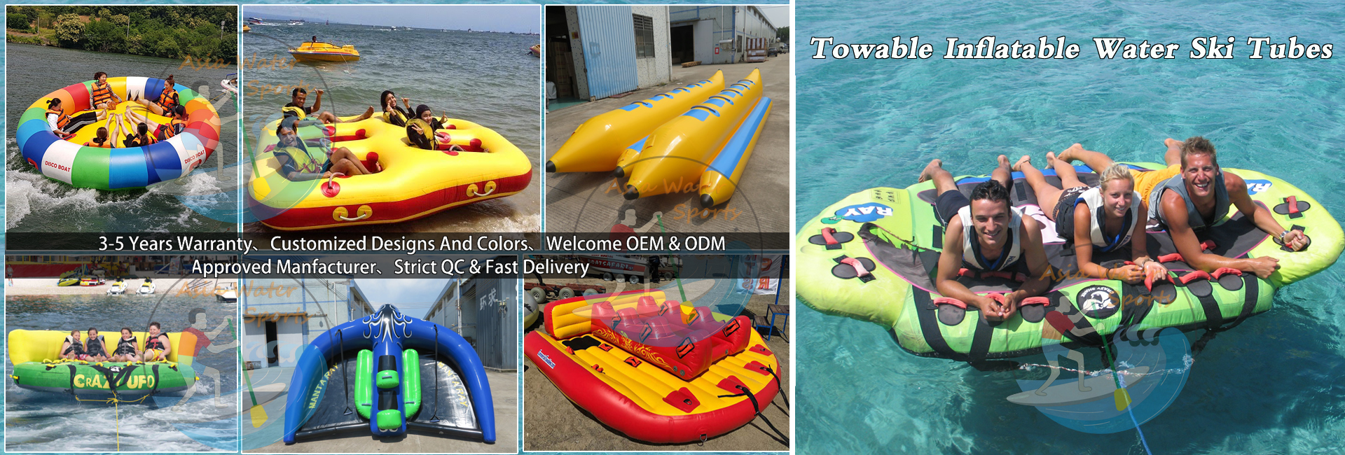 Towable Inflatable Water Ski Tubes, UFO Sofa, Disco Boat, Manta Ray Tubes & Bananas